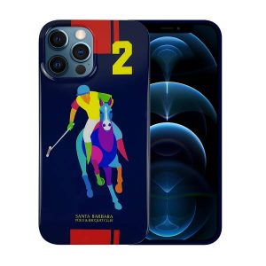 Santa Barbara Polo & Racquet Club ® Glossy Saint Back Cover For iPhone 12 Series (Blue)