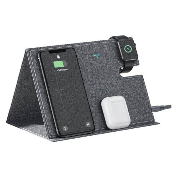 ROCK ® 3 in 1 10W Foldable Wireless Charger With Leather Charger Pad