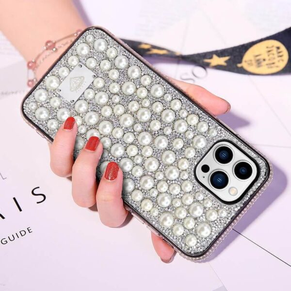 Luxury Women Design Bling Pearl Mobile Cover For iPhone 13 Series-7